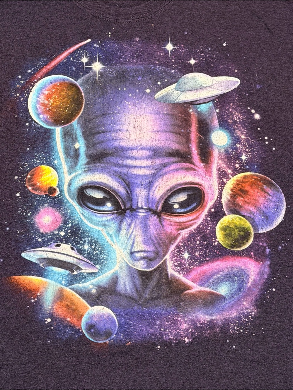 Gildan Alien UFO Galaxy T Shirt Space Planets Psychedelic Graphic Tee